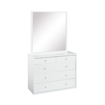 Cosmo-5-Drawer-Dresser-with-Mirror-White