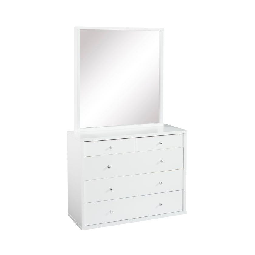 Cosmo-5-Drawer-Dresser-with-Mirror-White