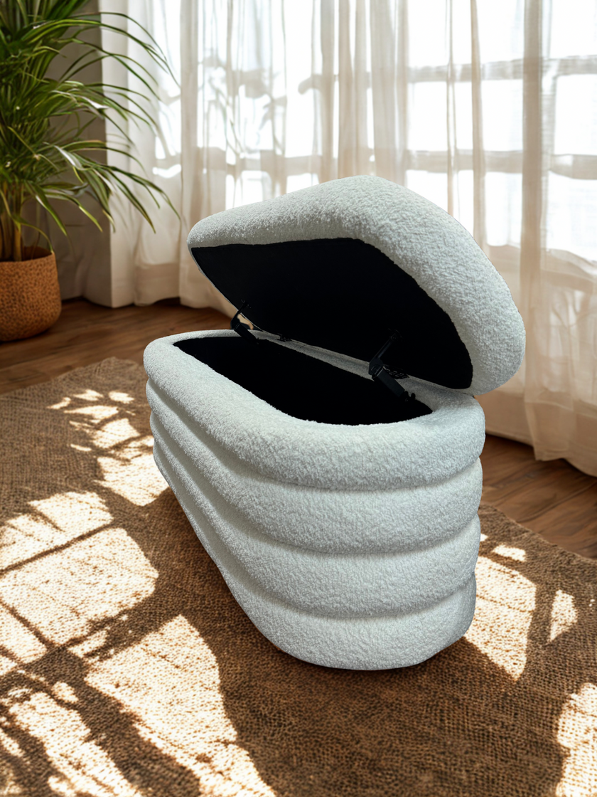 Ollie Boucle Storage Ottoman - Bench