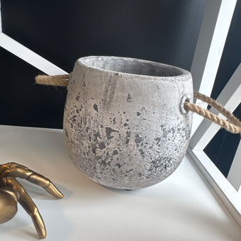 Archer Cement Planter w/Rope Handles SML