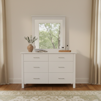 White Alice Dresser with Mirror (W1230 D440 H1700mm)
