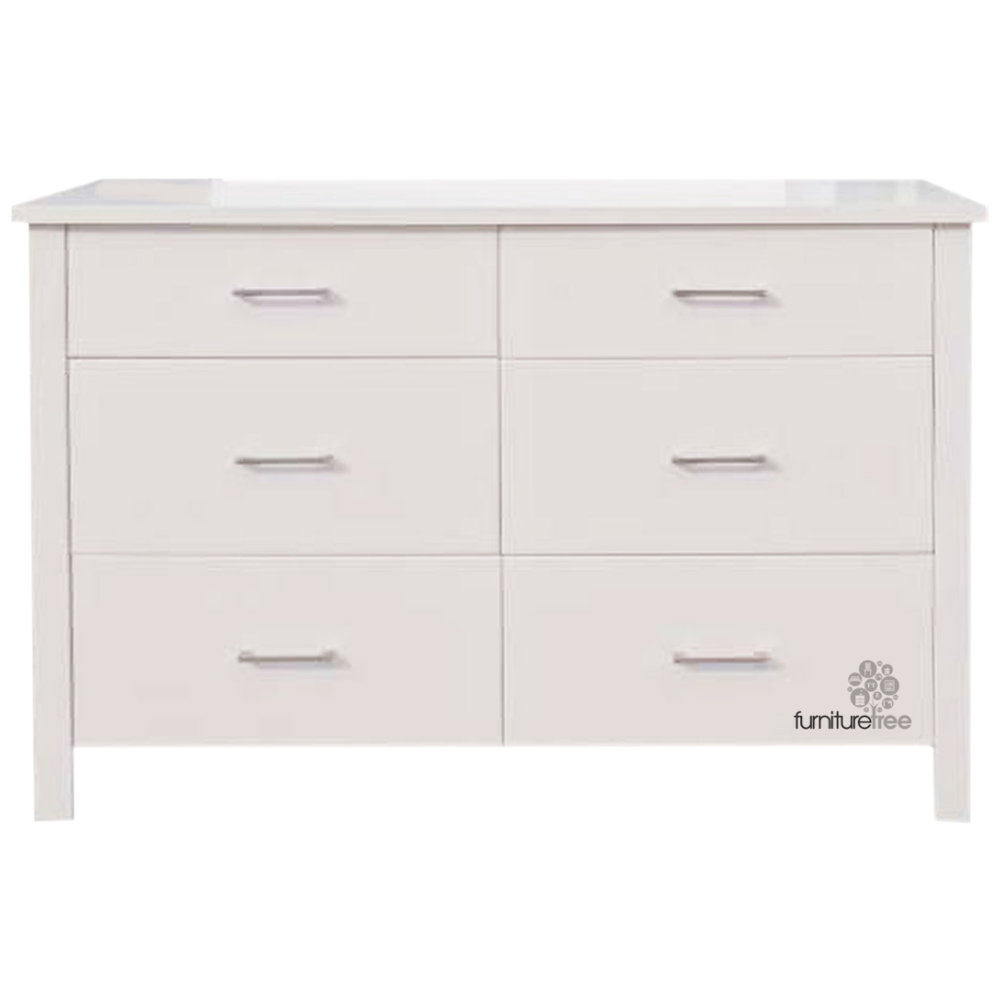 White Tina 6 Drawer Lowboy