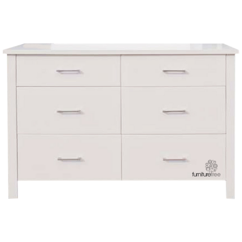 White Tina 6 Drawer Lowboy