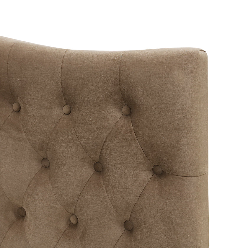 Milton Upholstered Buttoned Headboard (Brown) - Queen (W1540 H1400 D130mm)