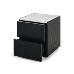 Cube Black Oak Side Table 2drw (Marble Top) W45 D45 H50CM