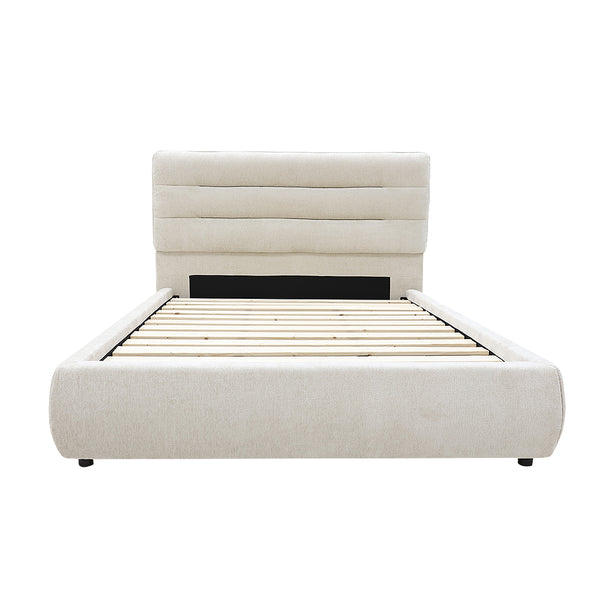 Gore Puffed Bed Base with Headboard ( Beige) - King