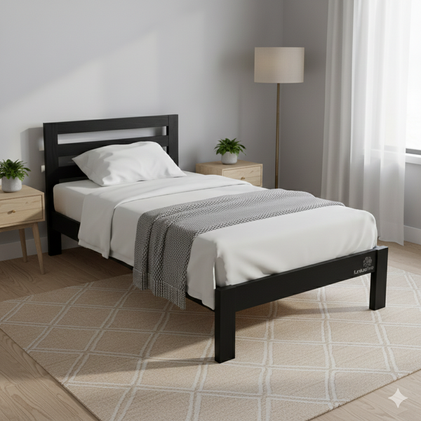 Black Alice King Single Bed (L2130 W1190 H800/360mm head/footer, Inner L2060, W1080mm)