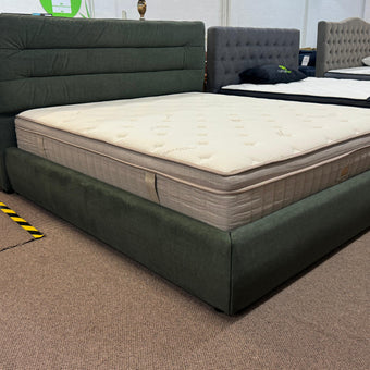Gore Puffed Bed Base with Headboard ( Green) - Super King