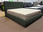 Gore Puffed Bed Base with Headboard ( Green) - Super King