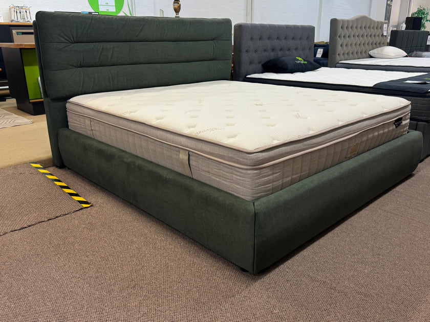 Gore Puffed Bed Base with Headboard ( Green) - Super King