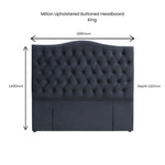 Milton Upholstered Buttoned Headboard (Black) - King (W1690 H1400 D130mm)