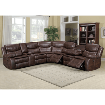Geneva Corner Electric Recliner- Brown