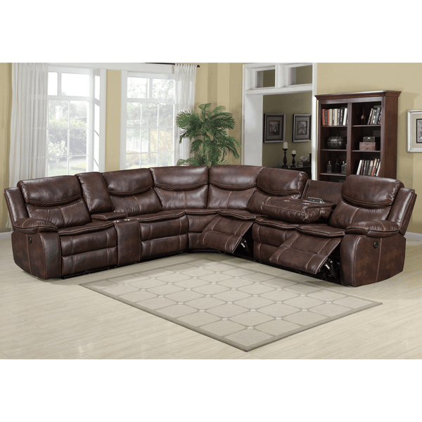 Geneva Corner Electric Recliner- Brown