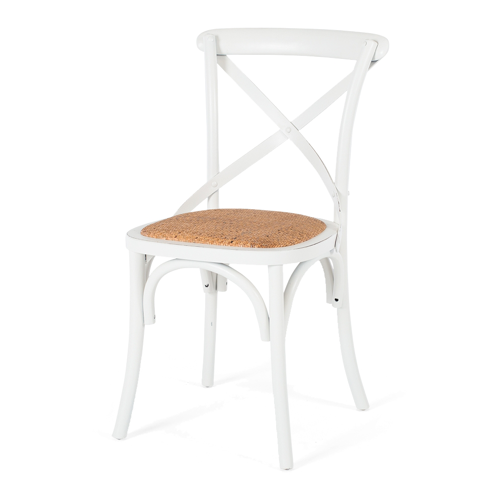 Villa X-back Chair Aged White Rattan Sea