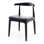 Elbow Chair Deep Oak Black PU Seat (W55 D50 H76 SH48cm)