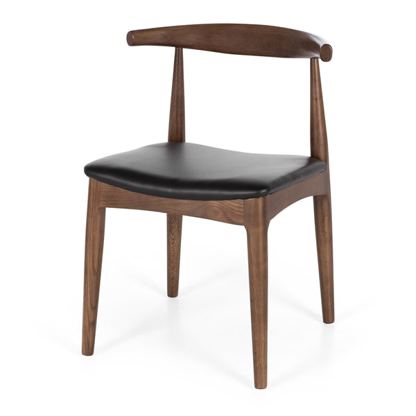 Elbow Chair Deep Oak Black PU Seat (W55 D50 H76 SH48cm)