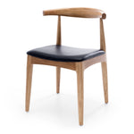 Elbow Chair Deep Oak Black PU Seat (W55 D50 H76 SH48cm)