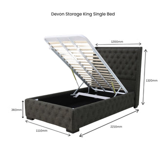 Devon Storage Bed - King Single (H1320* W1200* D2210mm)