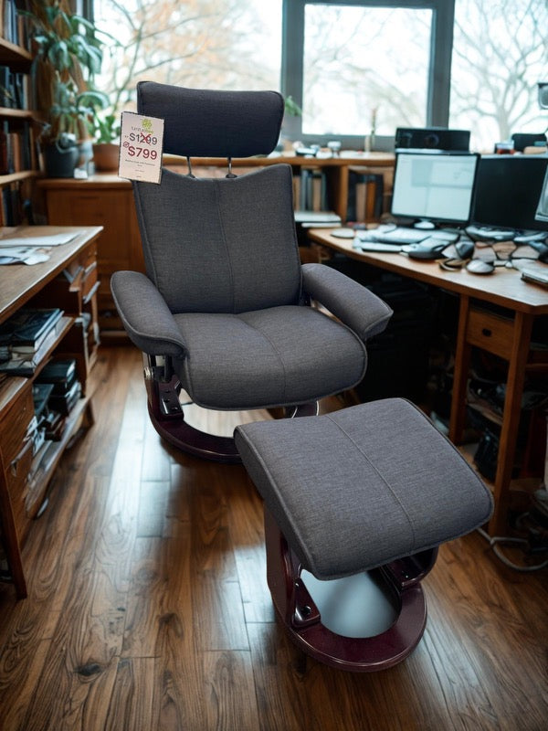 Restivo Chair & Footstool- Fabric (Ebony)