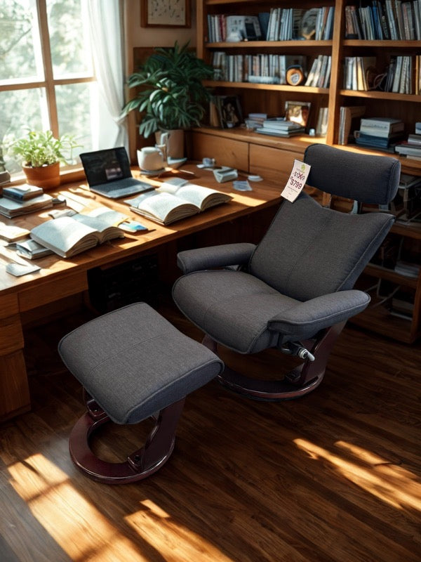 Restivo Chair & Footstool- Fabric (Ebony)