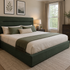 Gore Puffed Bed Base with Headboard ( Green) - Super King