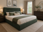 Gore Puffed Bed Base with Headboard ( Green) - Super King