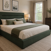Gore Puffed Bed Base with Headboard ( Green) - Super King