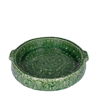 Green Glaze Stoneware Dish Large