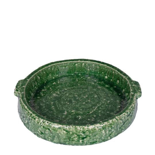 Green Glaze Stoneware Dish Large