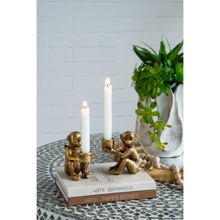Monkey Taper Candle Holder Tail Up