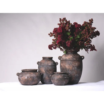 Aged Deep Umber Pot Belly Vase Small Medium