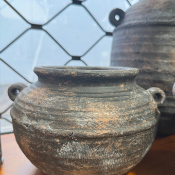 Aged Deep Umber Pot Belly Vase Small