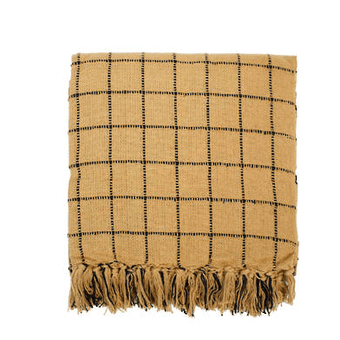 B7970066 Checked Cotton Throw Tan