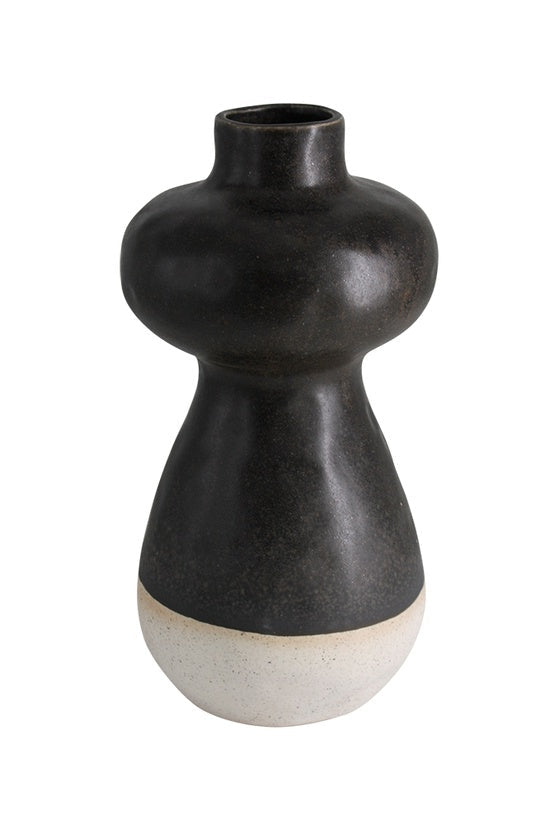 Marjo Curvy Vase Blk/Wht Glaze