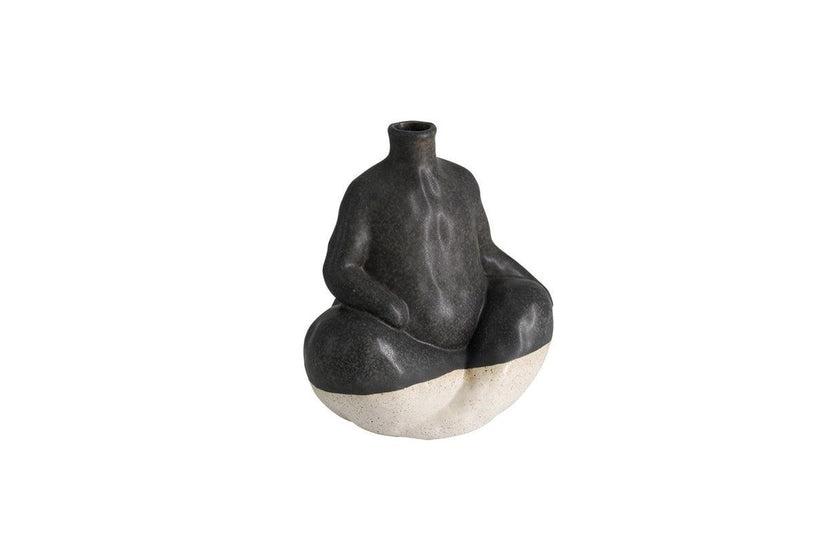 Manola Decor Bud Vase Blk/Wht Glaze
