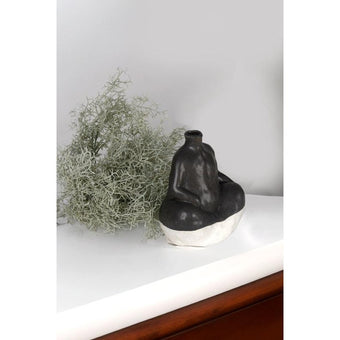 Manola Decor Bud Vase Blk/Wht Glaze