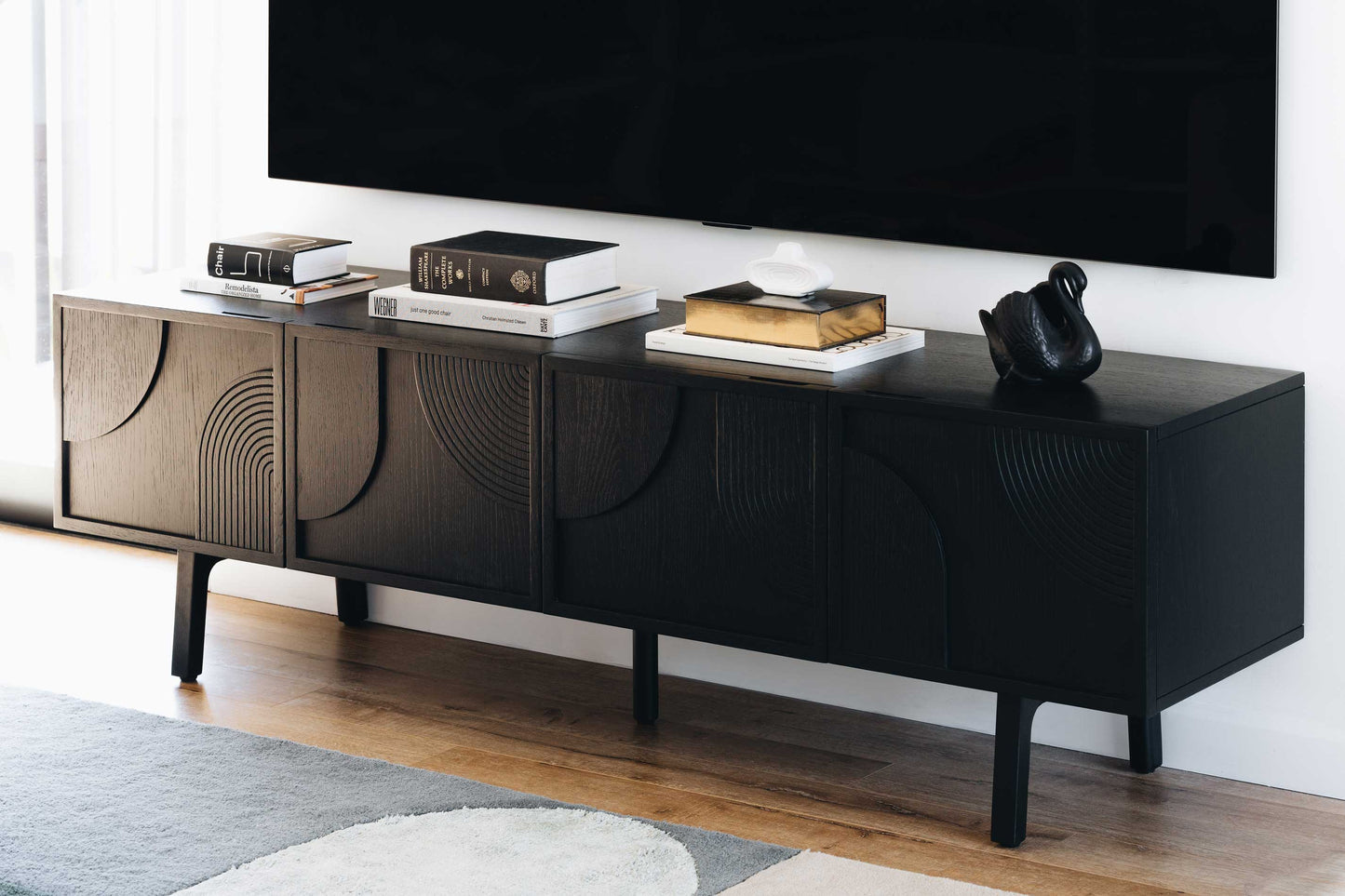 ARC TV Stand (Black Oak) (W180 D45 H55CM)