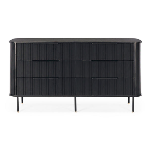 Anders Dresser 6 drawers (Black Oak) (W153 D46 H81CM)