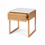 Avalon Natural Oak Side Table (Marble Top) (W50 D45 H55CM)