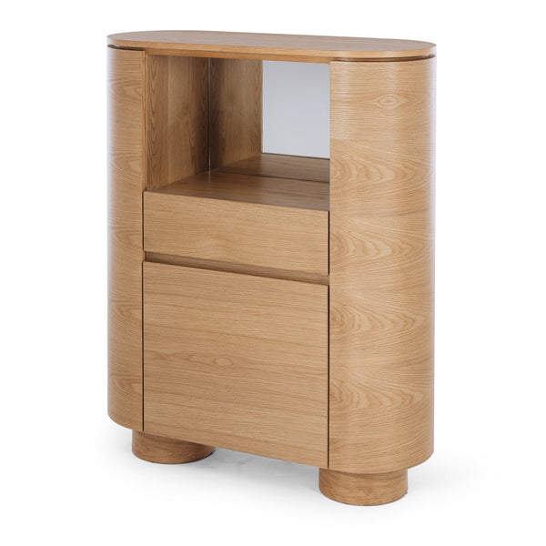 Akita Natural Oak Bar Cabinet (Oak Top) (W90 D35 H110CM)