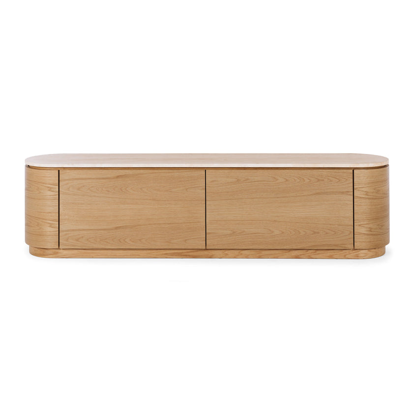 Akita Natural Oak Tv Stand (Travertine Top)