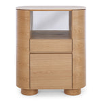 Akita Natural Oak Bar Cabinet (Travertine Top) (W90 D35 H110CM)