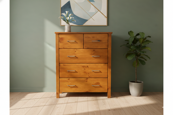 Alice 5 Drawer Tallboy (W860 D440 H1050mm)