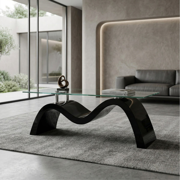 Myron Black glass coffe table