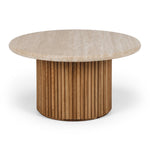 Rho Travertine Top Coffee Table 85rd (Natural Oak Base)