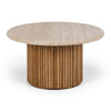 Rho Travertine Top Coffee Table 85rd (Natural Oak Base)
