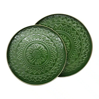 Rangoli Tray - Large- Dark Green
