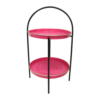 Two Tier Rangoli Stand- Pink