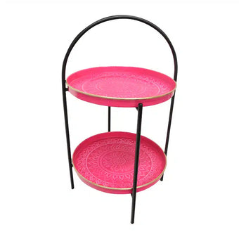 Two Tier Rangoli Stand- Pink