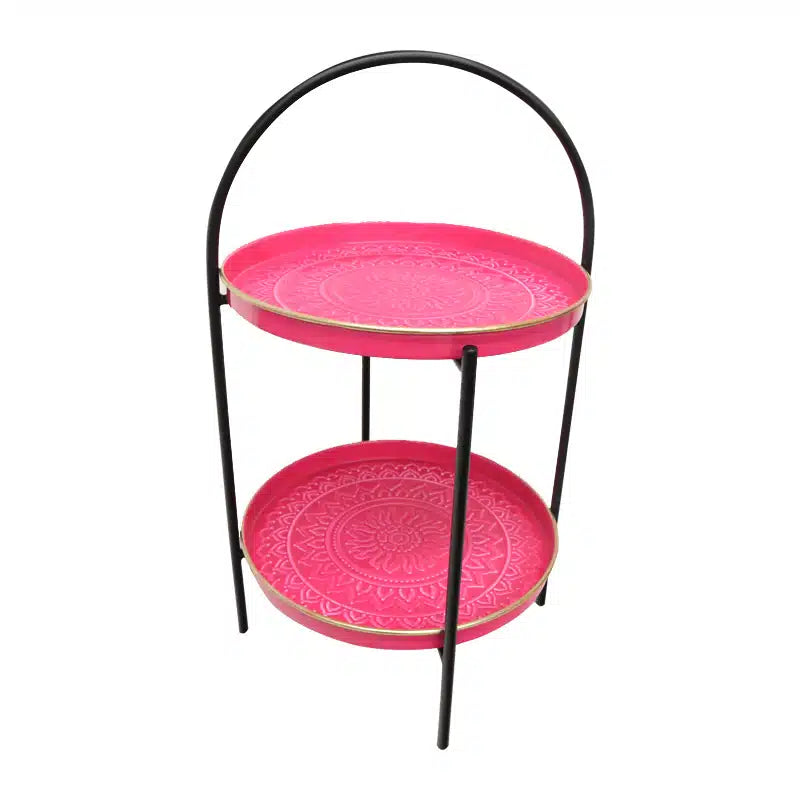 Two Tier Rangoli Stand- Pink